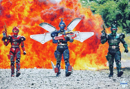 Wesley Barker, Shannon Chandler & Herbie Baez Triple-Signed Beetleborgs Explosion Print